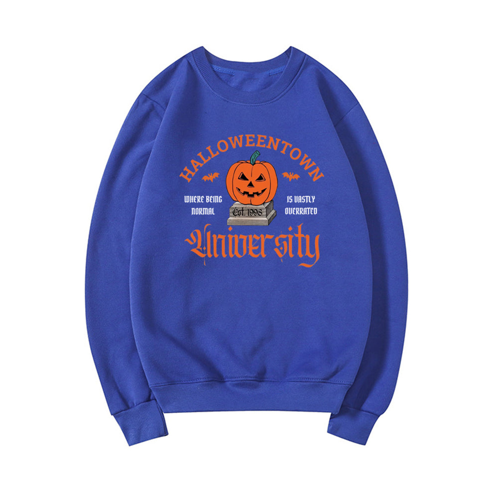 Women's Halloween Print Pumpkin Crew Neck Sweatshirt