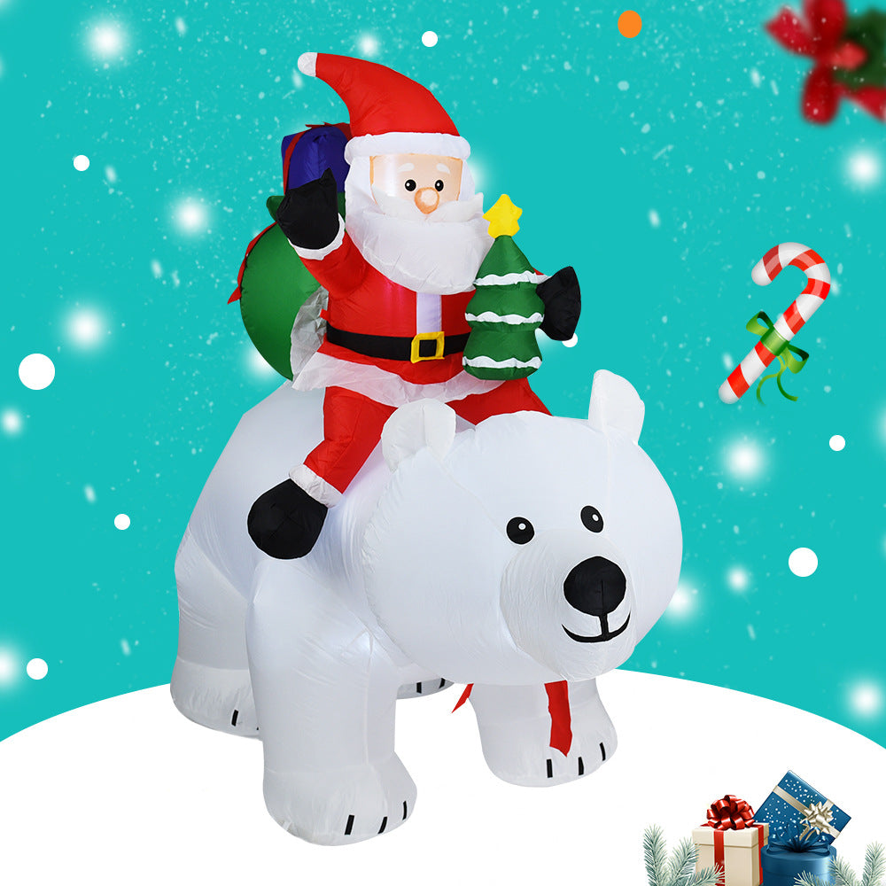 Inflatable Santa Claus Riding Polar Bear 2M Christmas Inflatable Toy Doll Indoor Outdoor Garden Xmas Decoration