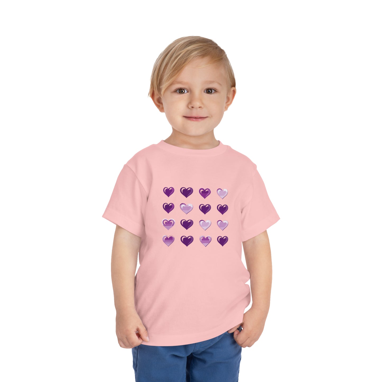 Valentine's purple and white hearts shape design Toddler Short Sleeve Tee