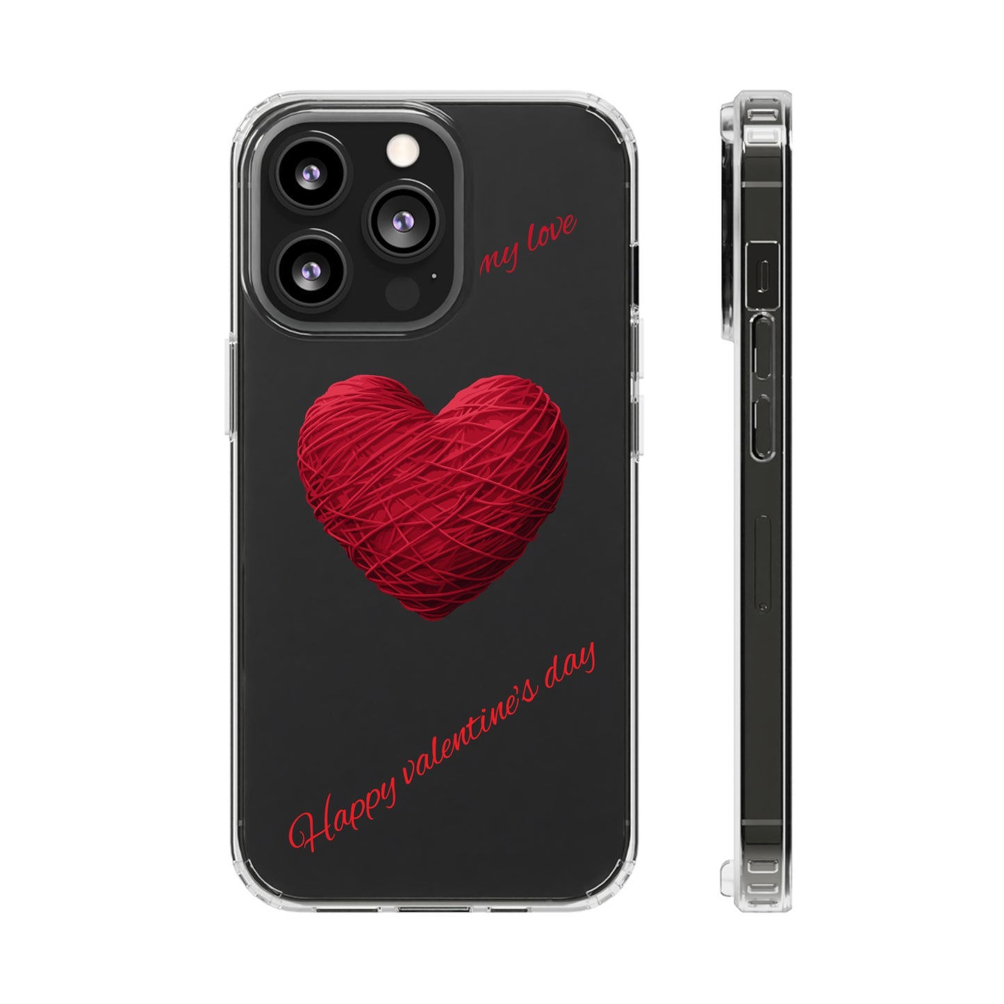 Valentine's Day, red heart shape design Clear Cases