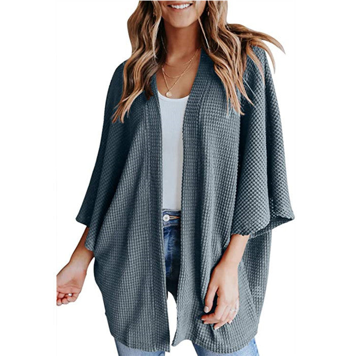 Bat Sleeve Waffle Gerson Women's Cardigan