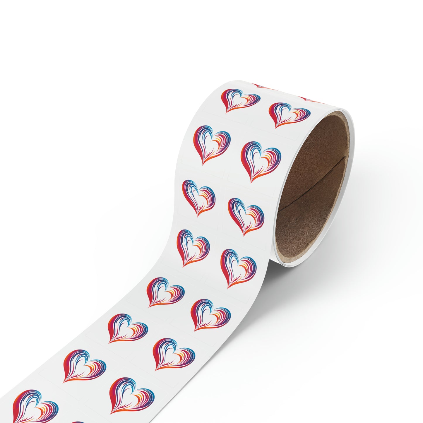 Valentine's day multi color heart shape Square Sticker Label Rolls