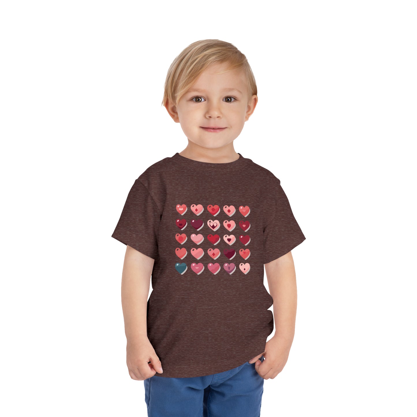 Valentine's multi color hearts shape design Toddler Short Sleeve Tee