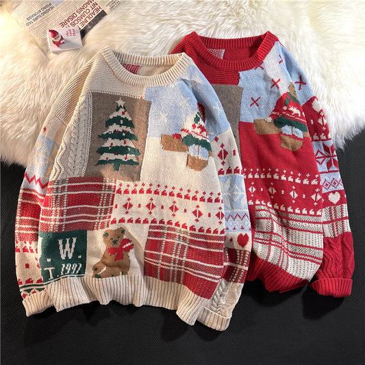 Vintage Loose Round Neck Christmas Sweater