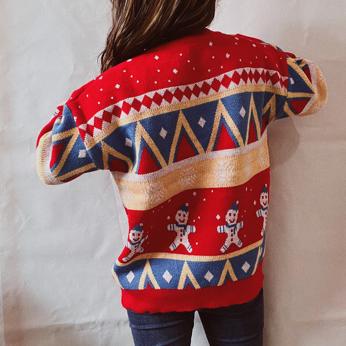 Casual Christmas Sweater New Year Themed Round Neck Long Sleeve