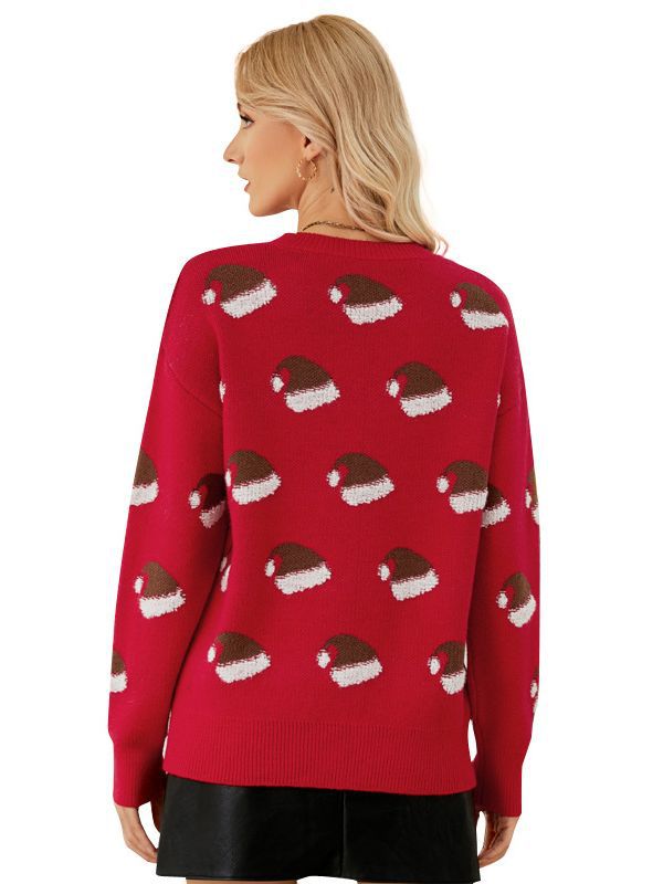 Women's Fashion Temperament Crew Neck Cartoon Christmas Sweater