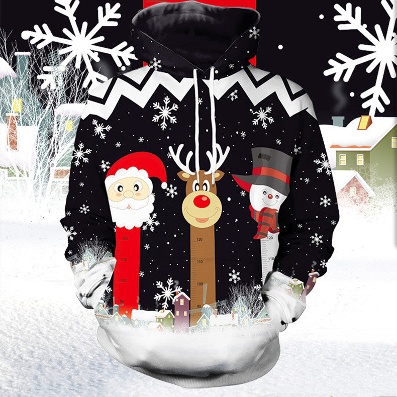 Men's And Women's Fashion Simple Printed Christmas Hooded Sweater