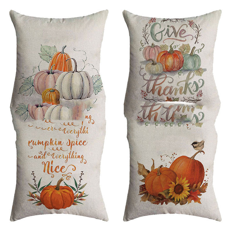 Thanksgiving Pillowcase Autumn Pumpkin Festival Printed Pillow Cushion Cover Burlap Pillowcase