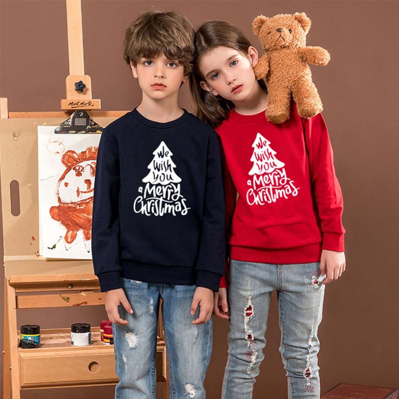 New Kids' Sweater Jacket Long-sleeved Round Collar Overpull Christmas Holiday Cartoon Christmas Tree Children's Clothing Autumn And Winter Clothing