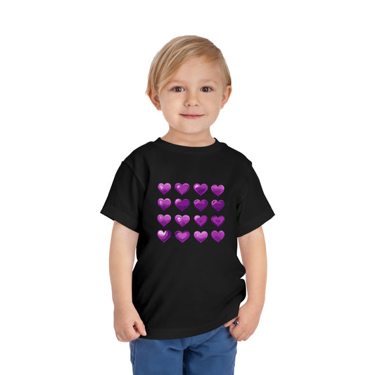 Valentine's purple hearts shape design Toddler Short Sleeve Tee