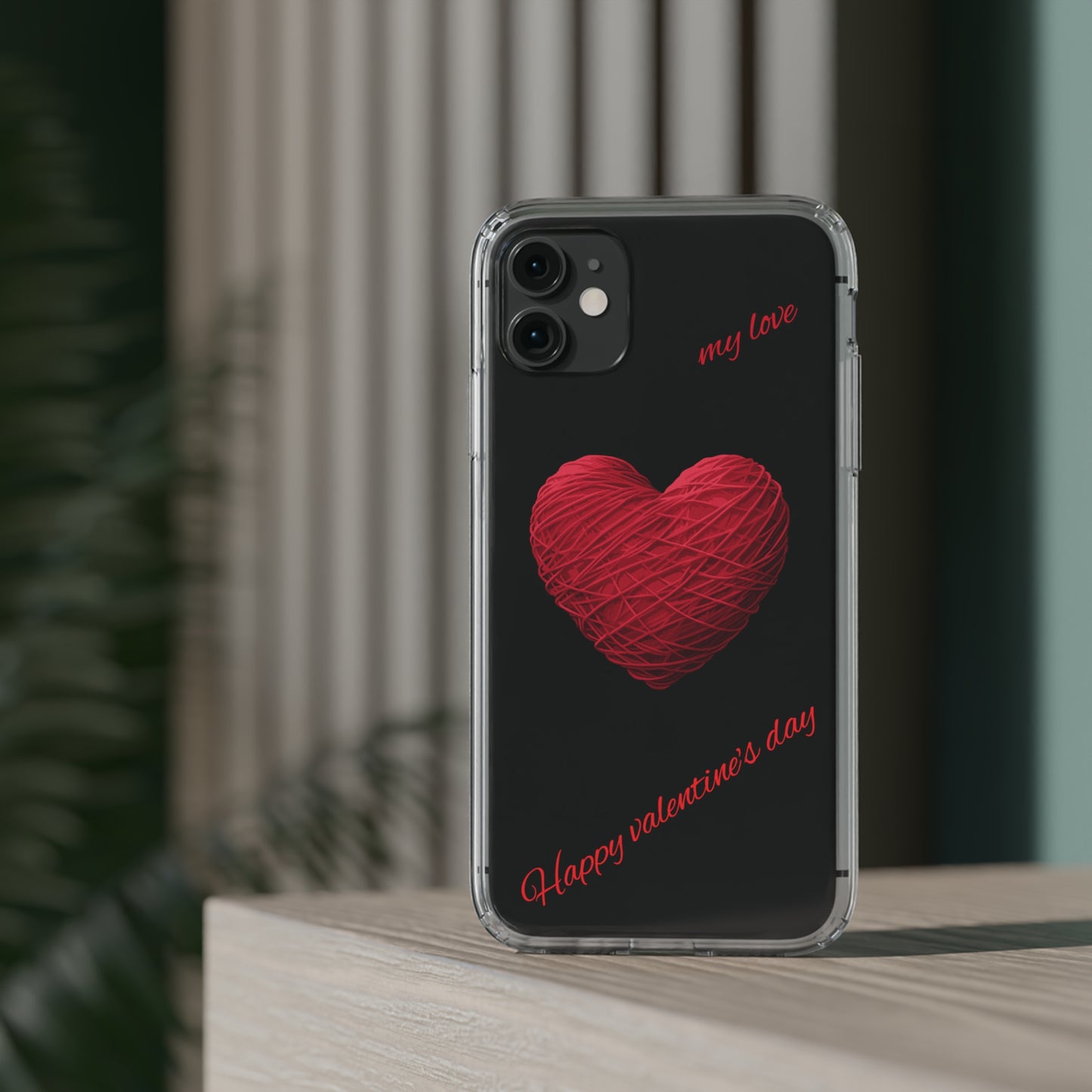 Valentine's Day, red heart shape design Clear Cases