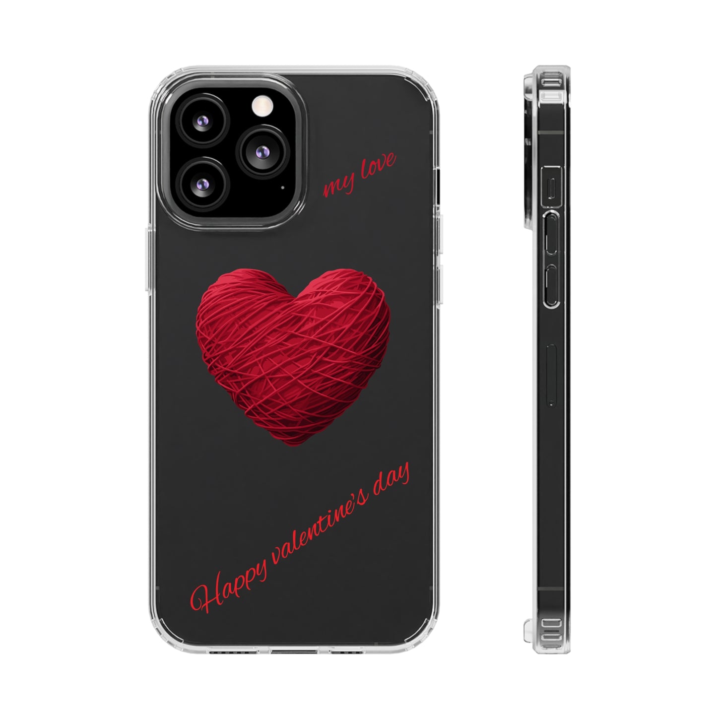 Valentine's Day, red heart shape design Clear Cases