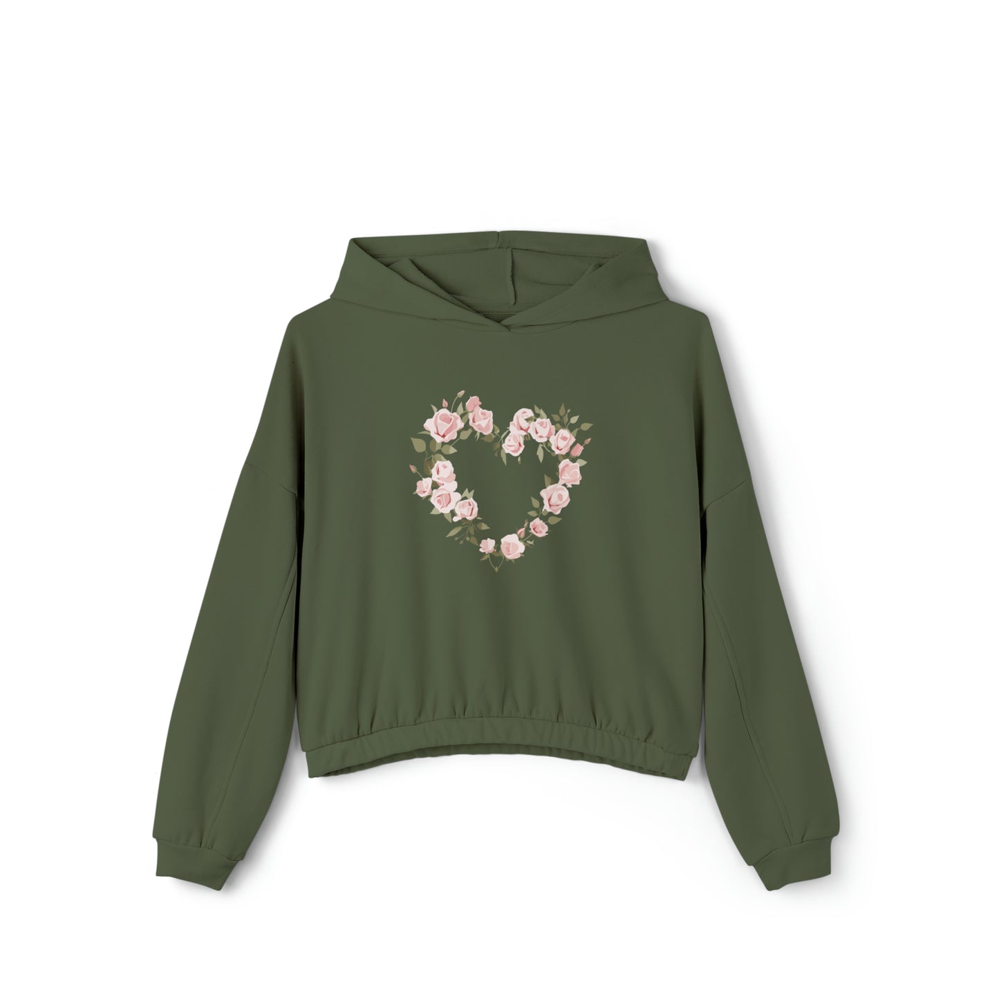 Valentine's best Gift, roses design Women's Cinched Bottom Hoodie