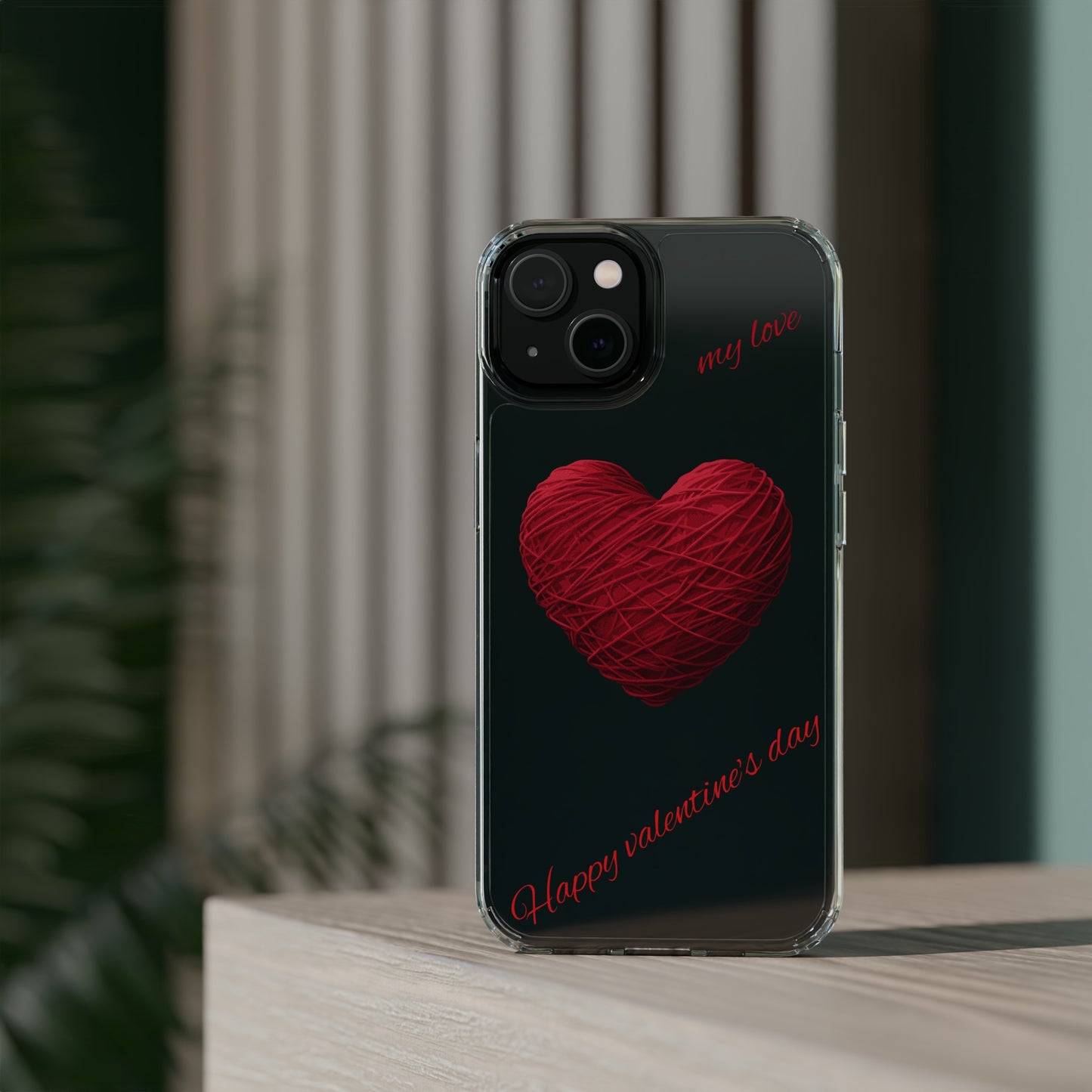 Valentine's Day, red heart shape design Clear Cases