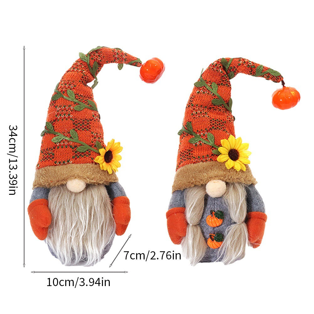 Thanksgiving Harvest Festival Pumpkin Sunflower Faceless Doll Ornaments