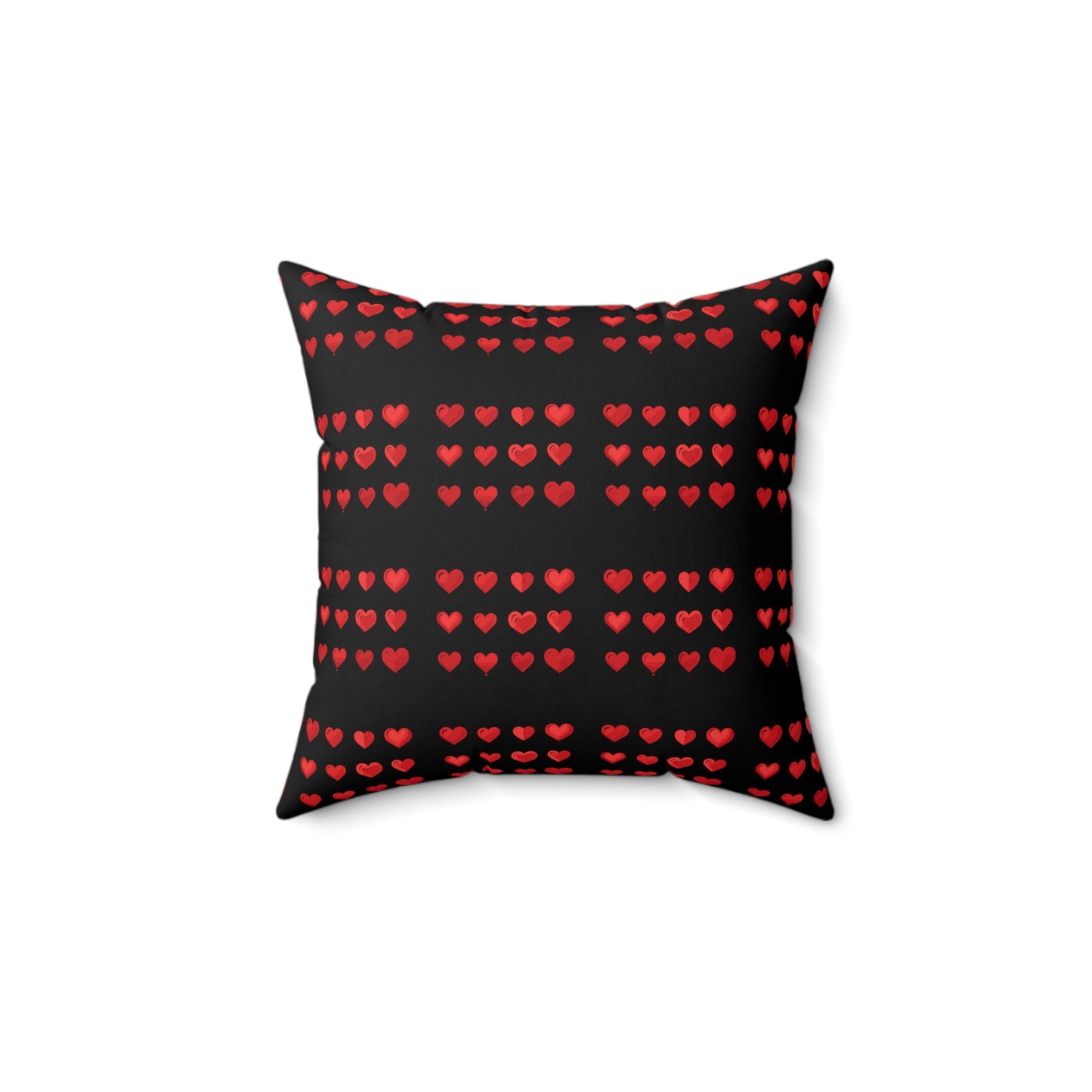 Valentine's day best home decor red hearts design on black Spun Polyester Square Pillow