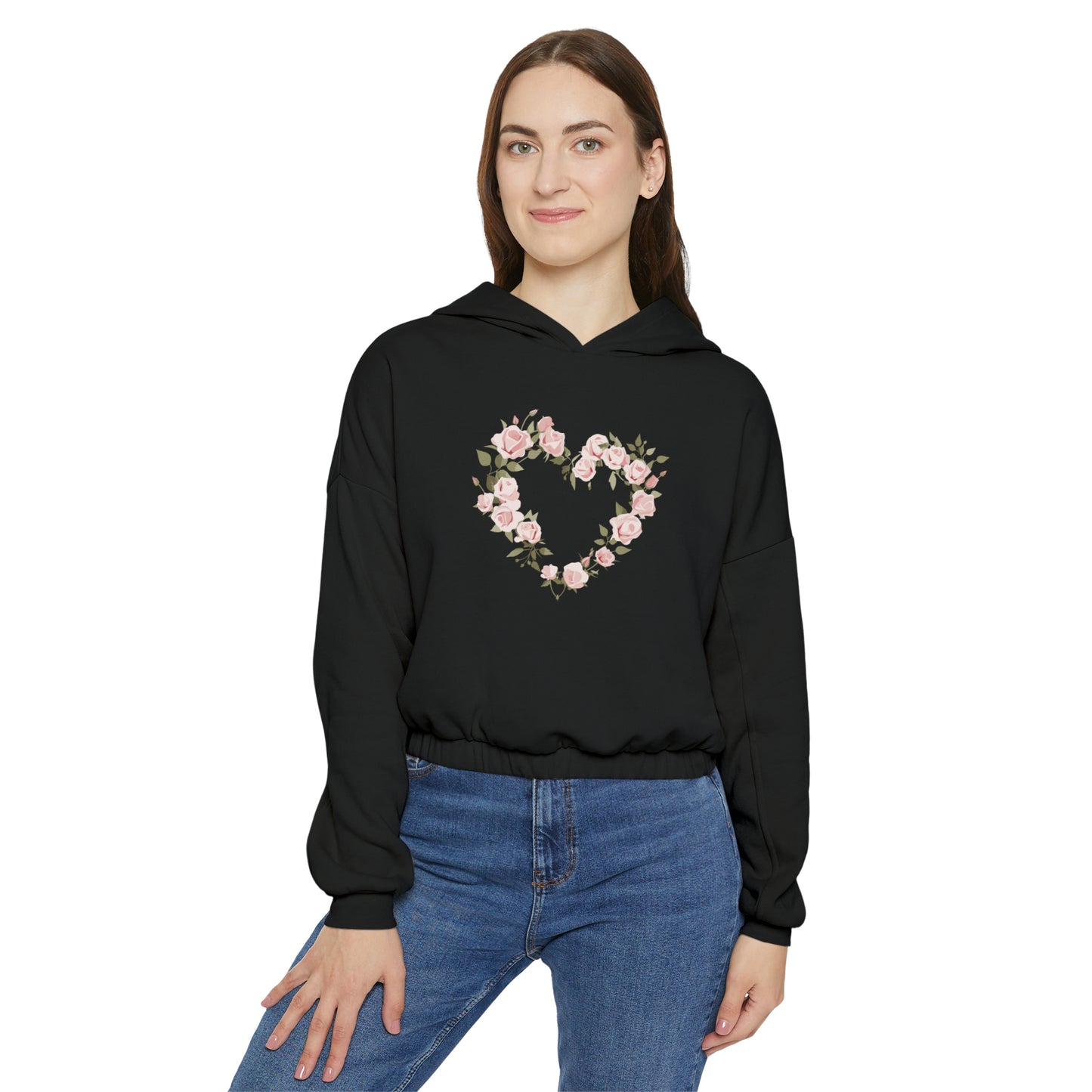 Valentine's best Gift, roses design Women's Cinched Bottom Hoodie