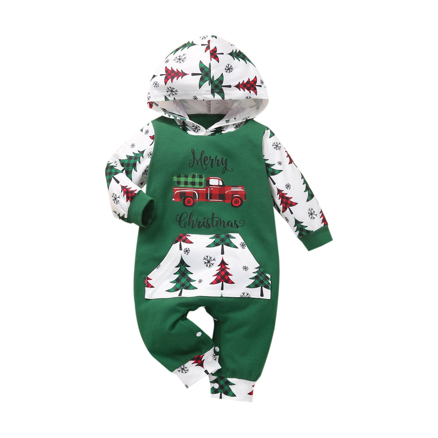 Baby Long Sleeve Christmas Cartoon Hooded Romper