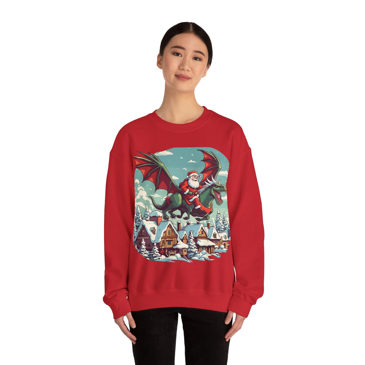 Santa's sleigh flying with dragons and dinos - Christmas Shirt, Holiday Xmas Shirt, Merry Christmas, Holiday Xmas, Unisex Xmas Shirt, Christmas Sweatshirt, Christmas Apparel, Xmas Celebration Shirt, Matching Family Outfits, Christmas Gifts