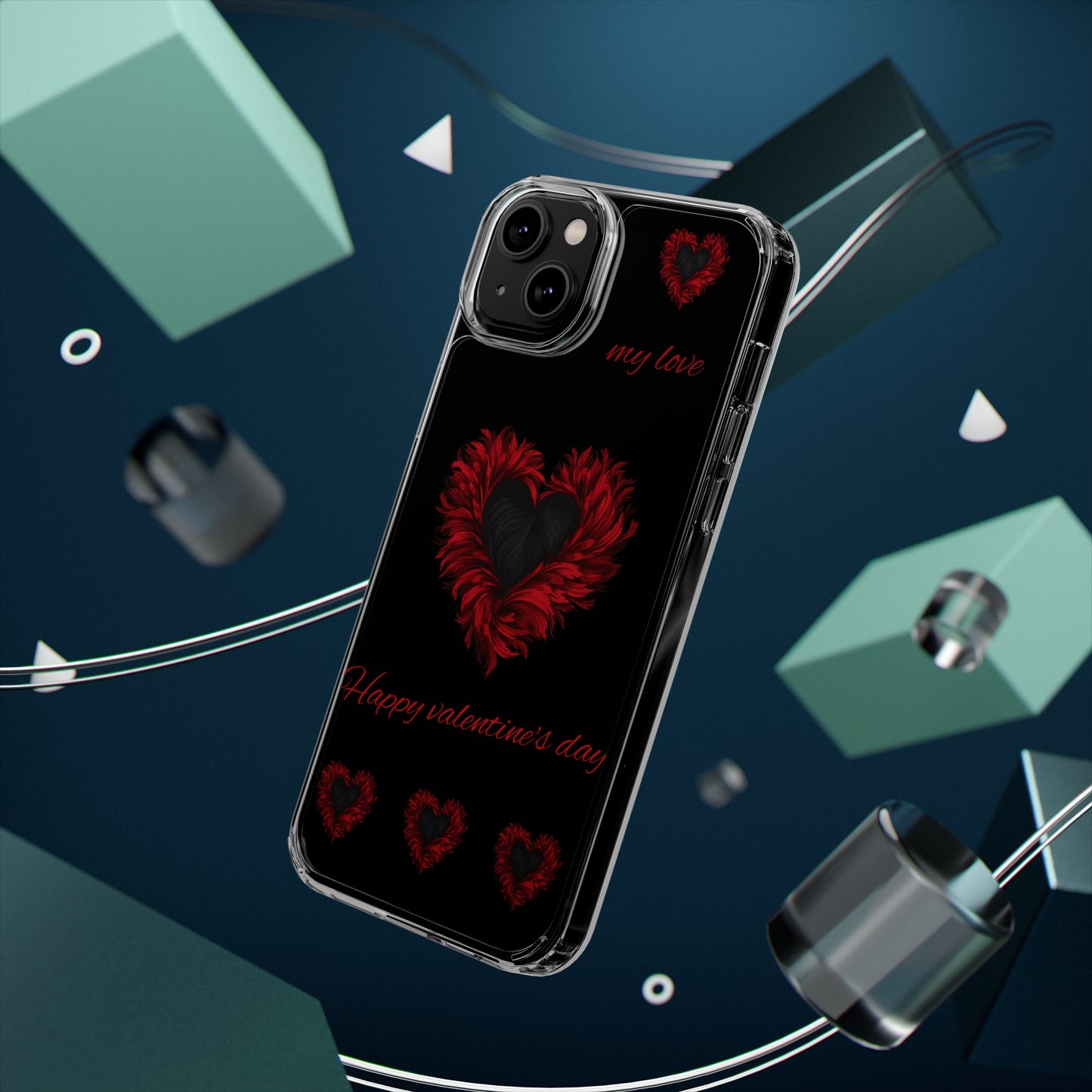 Valentine's day, red heart shapes Clear Cases