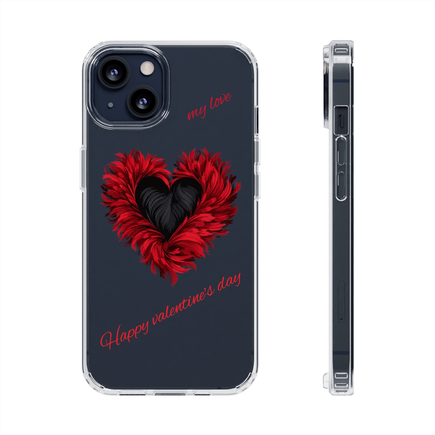 Valentine's Day, red heart shape design Clear Cases