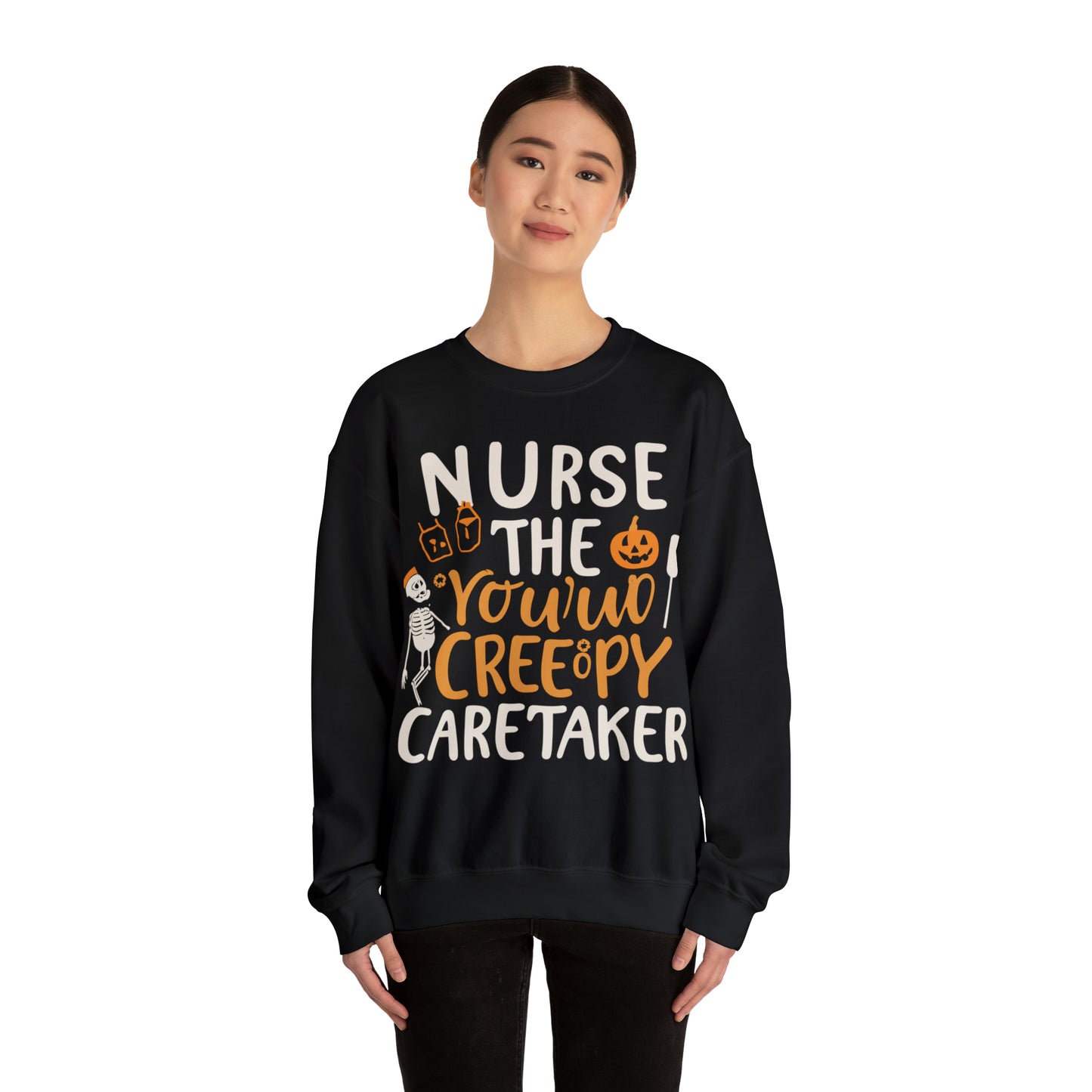 Nurse The Creepy Caretaker Halloween Sweatshirt, Spooky Season Halloween Sweatshirt, Halloween Costume, Spooky Sweatshirt, Halloween Gifts