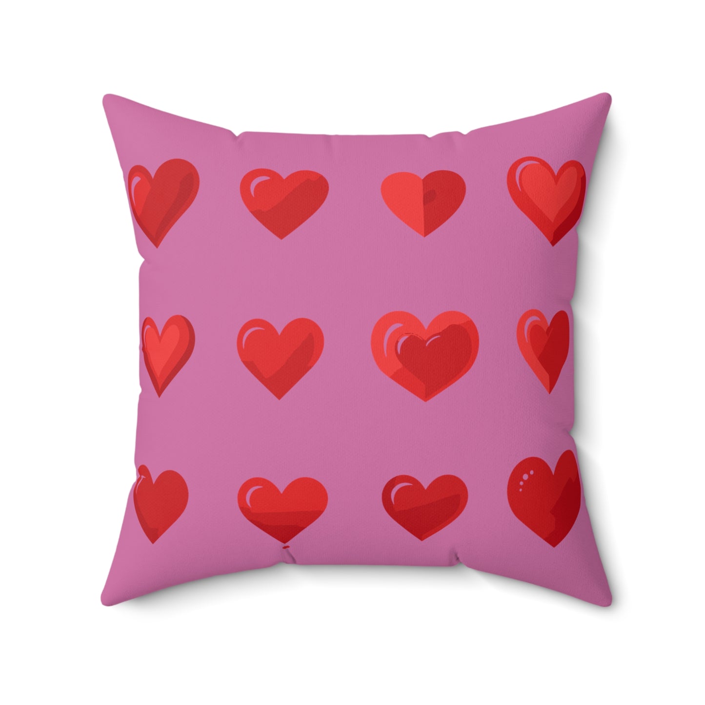 Valentine's day best home decor red hearts design on light pink Spun Polyester Square Pillow