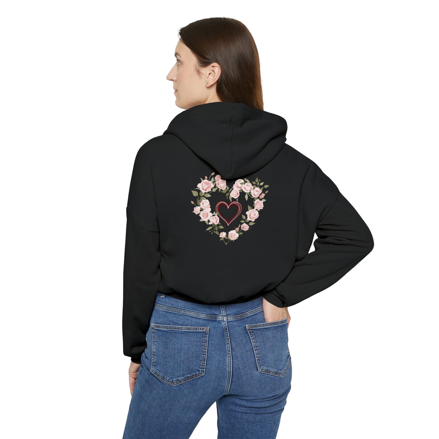 Valentine's best Gift, roses design Women's Cinched Bottom Hoodie