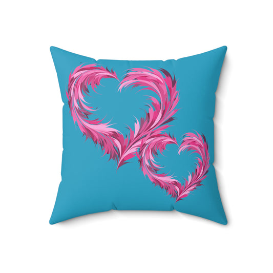 Valentine's day best home decor Turquoise color Spun Polyester Square Pillow