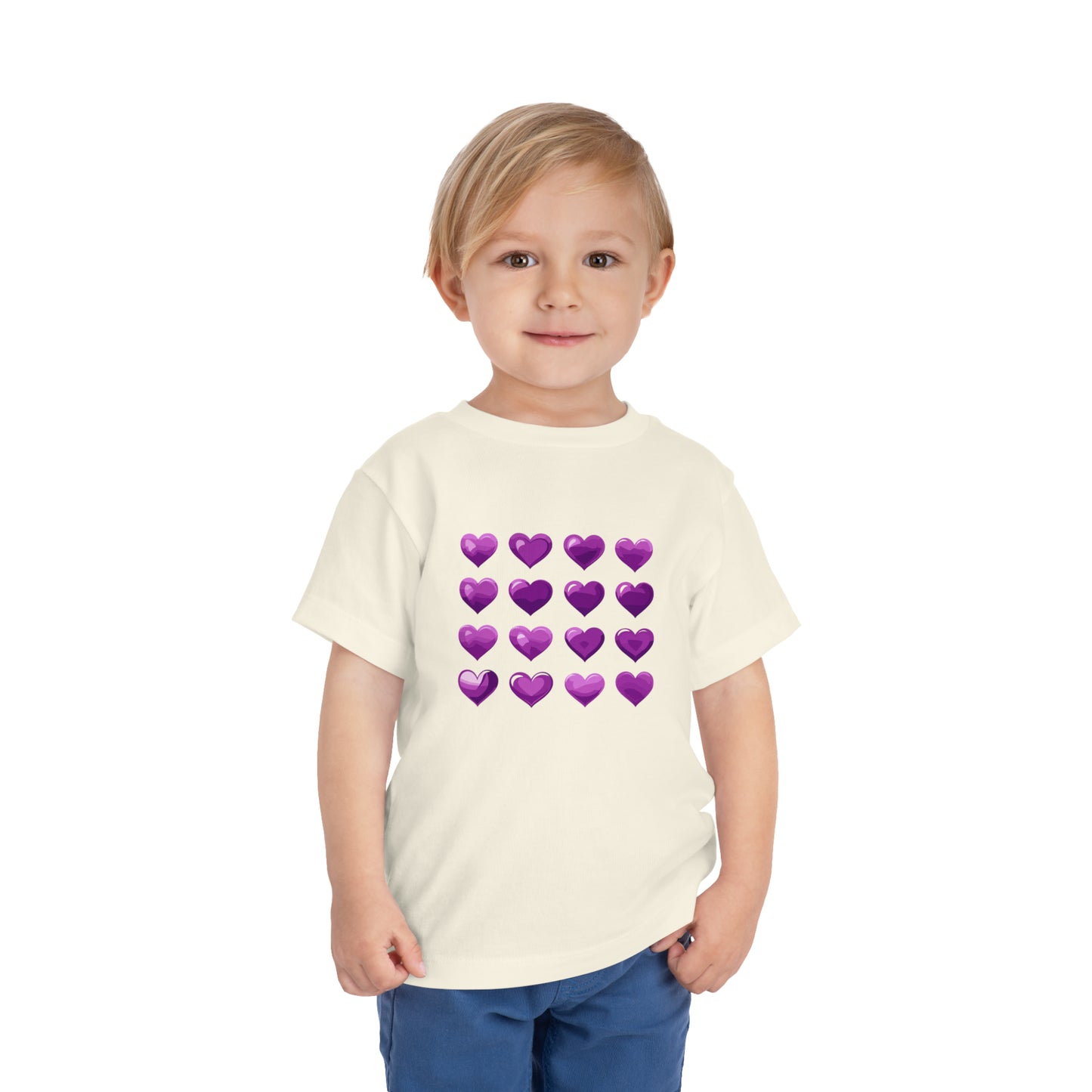 Valentine's purple hearts shape design Toddler Short Sleeve Tee