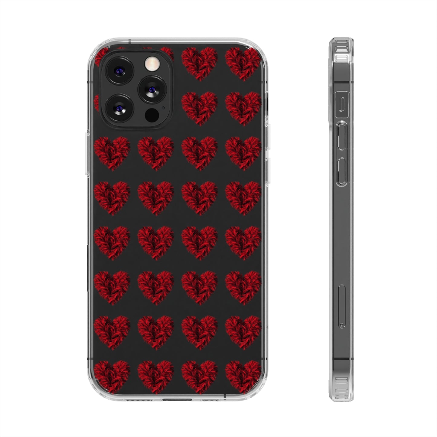 Valentine's Day, red heart shape design Clear Cases