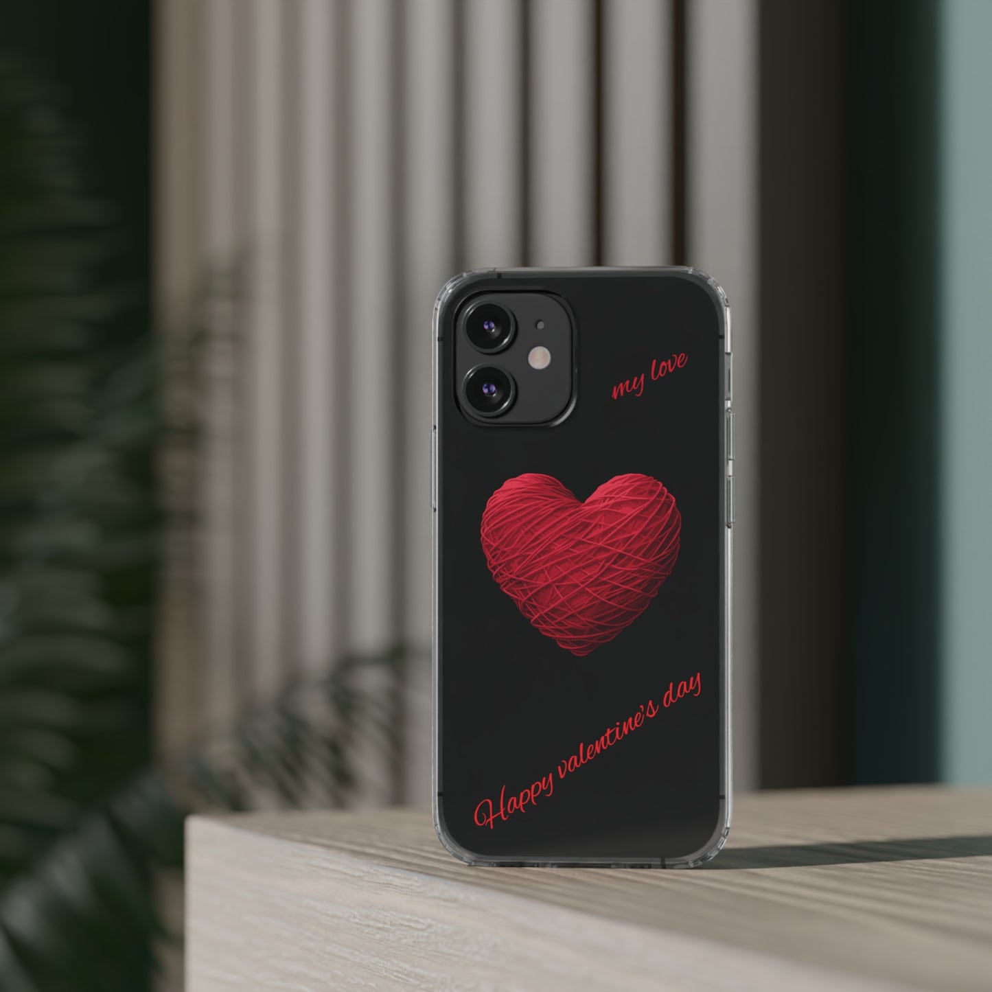 Valentine's Day, red heart shape design Clear Cases