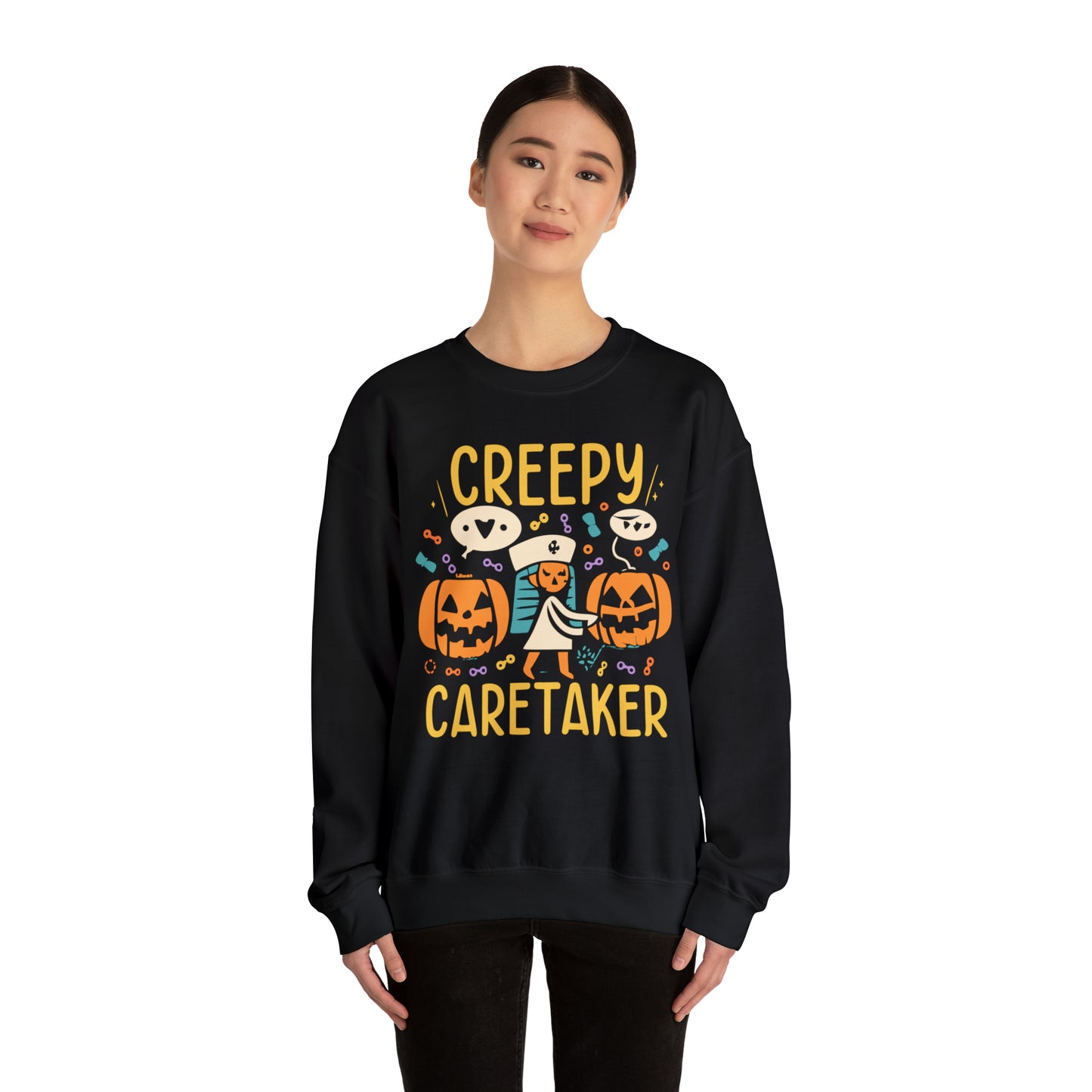 Creepy Caretaker Nurse Halloween Sweatshirt, Spooky Season Halloween Sweatshirt, Winter Sweatshirt, Spooky Sweatshirt, Halloween Gifts