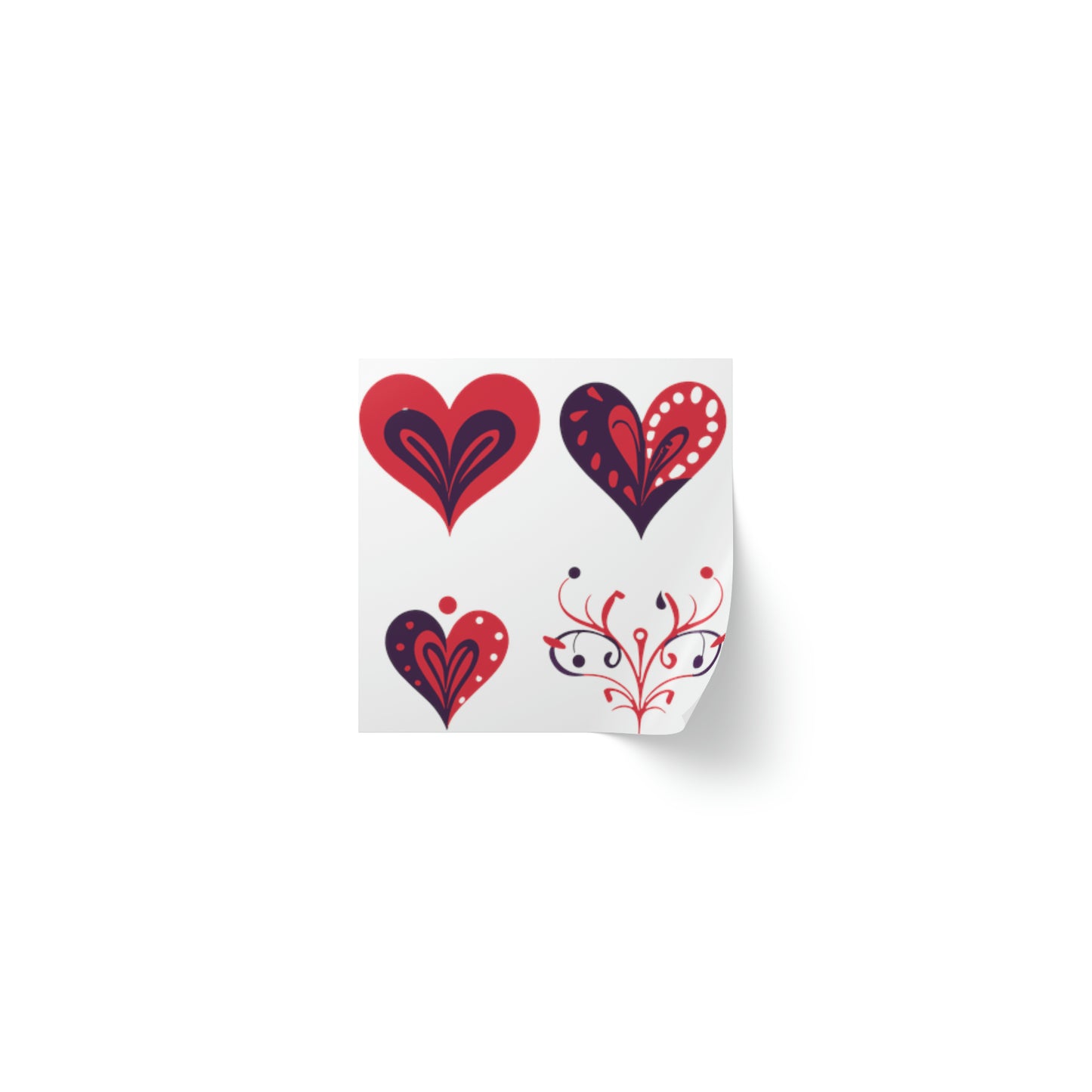 Valentine's day red hearts Square Sticker Label Roll