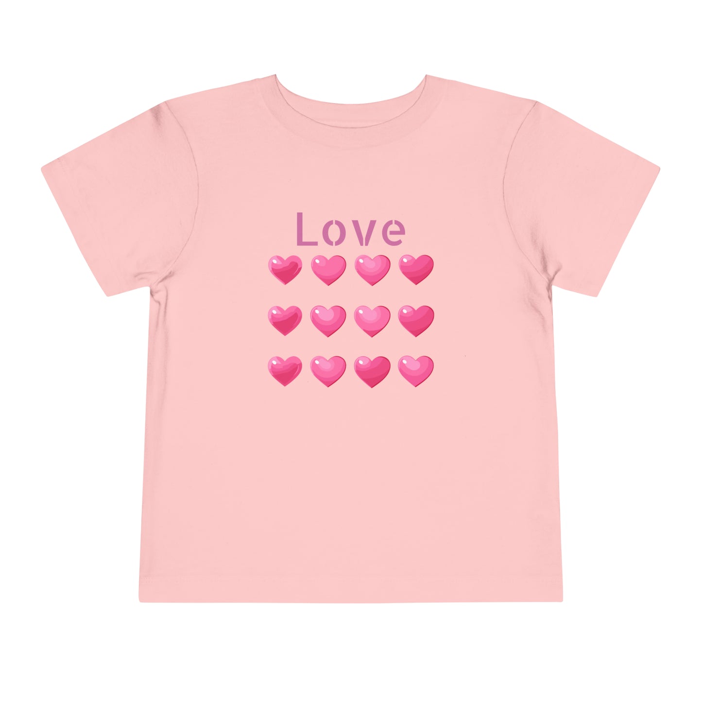 Valentine's pink color hearts shape design Toddler Short Sleeve Tee