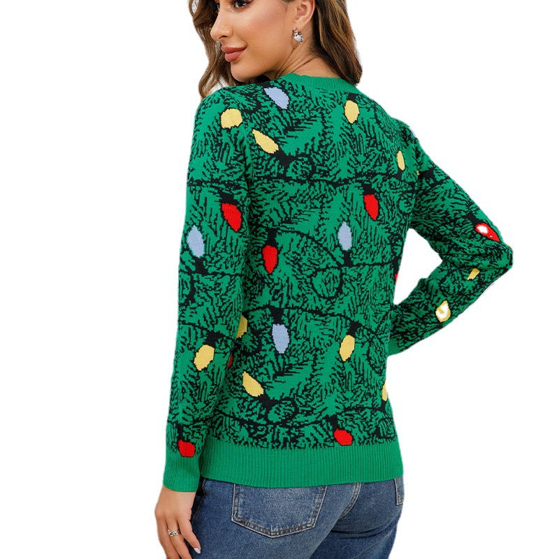 Snowflake Christmas Sweater Loose Round Neck Pullover For Women