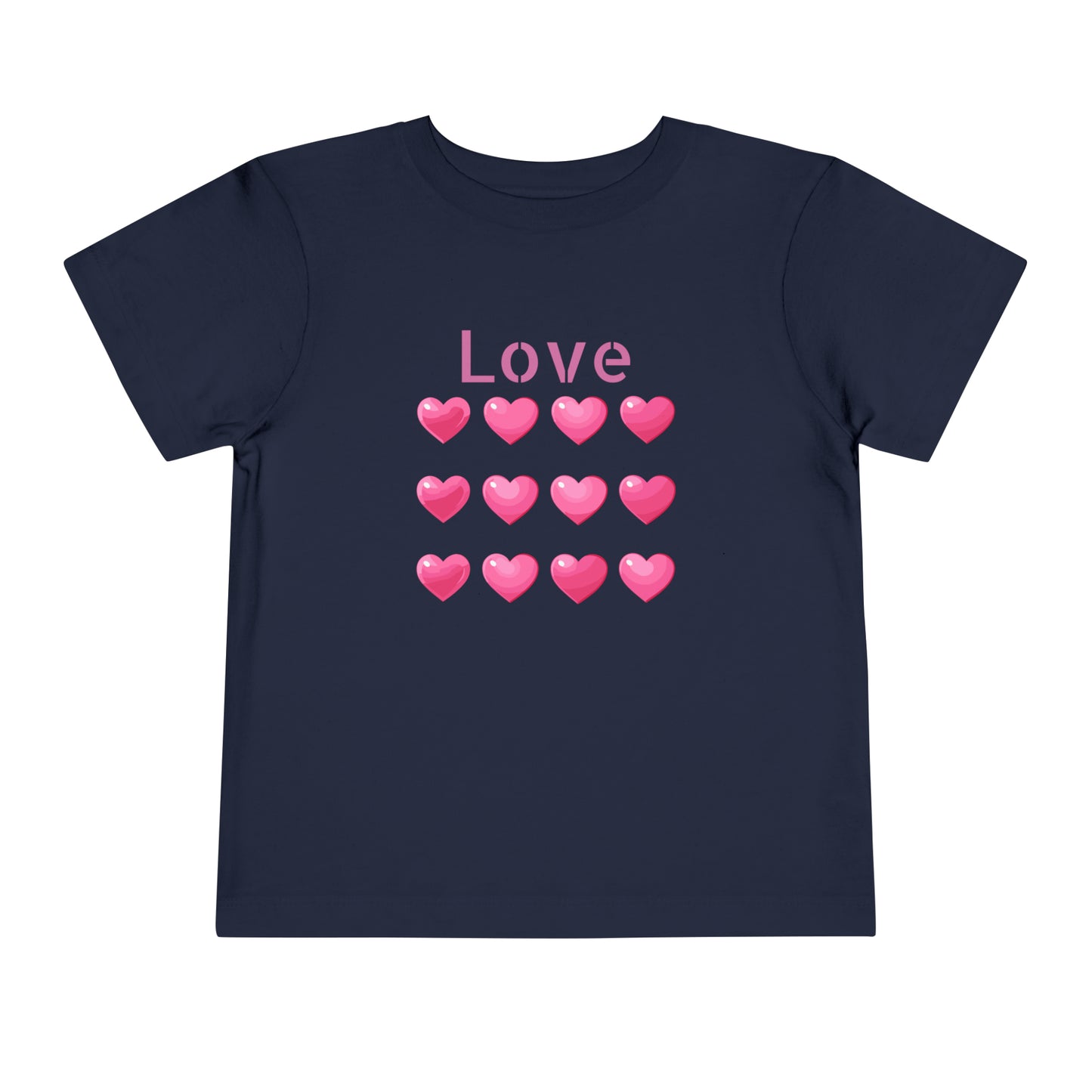 Valentine's pink color hearts shape design Toddler Short Sleeve Tee