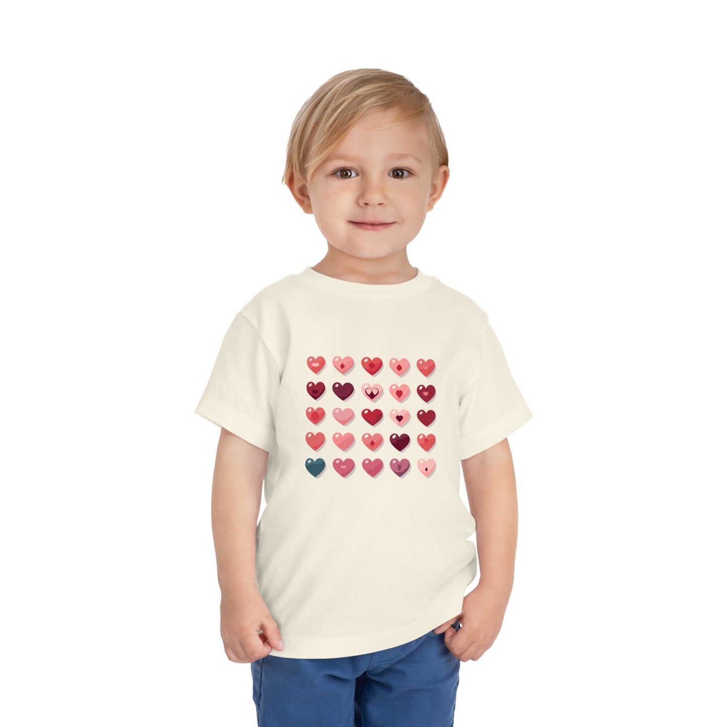 Valentine's multi color hearts shape design Toddler Short Sleeve Tee