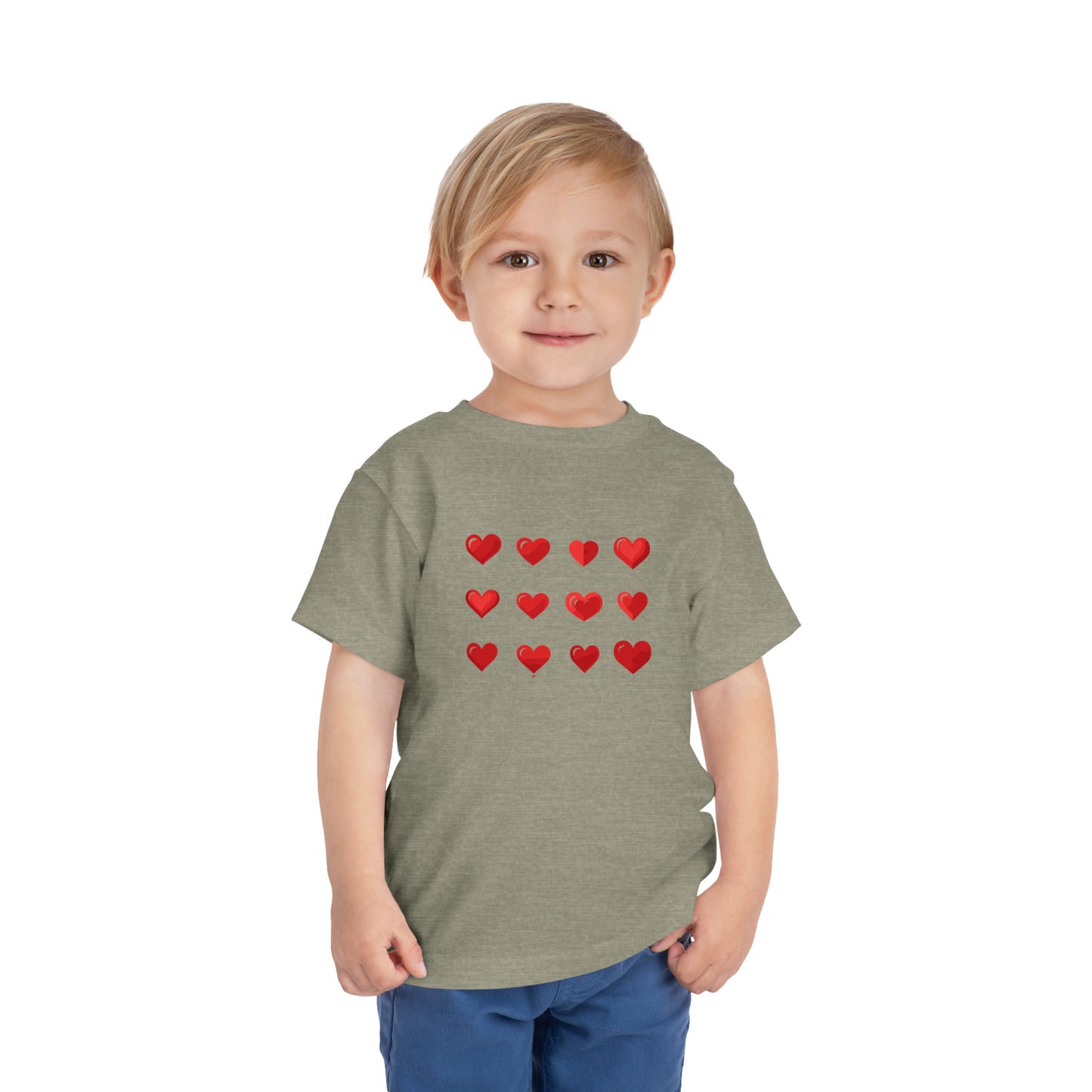 Valentine's Red hearts shape design Toddler Short Sleeve Tee