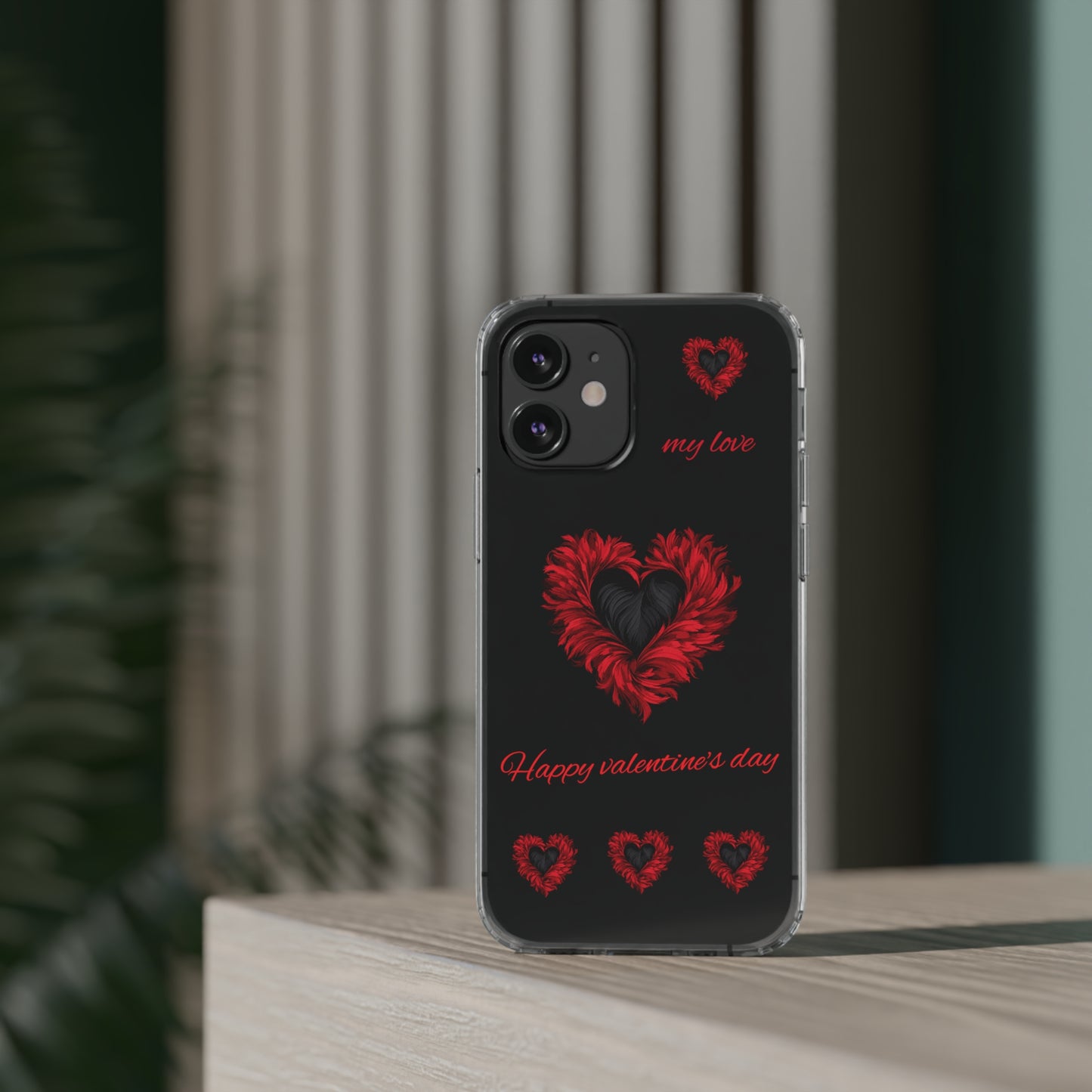 Valentine's day, red heart shapes Clear Cases