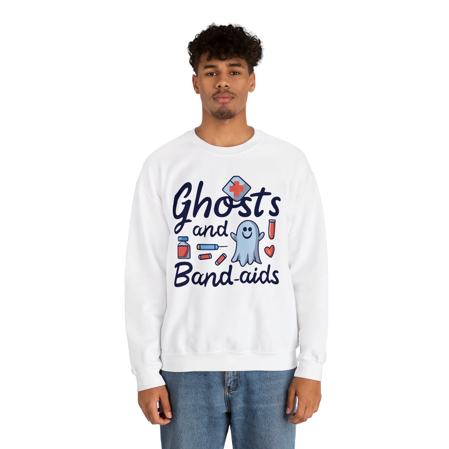 Ghost and Band-aids Nurse Sweatshirt, Spooky Season Halloween Sweatshirt, Winter Sweatshirt, Spooky Sweatshirt, Halloween Gifts