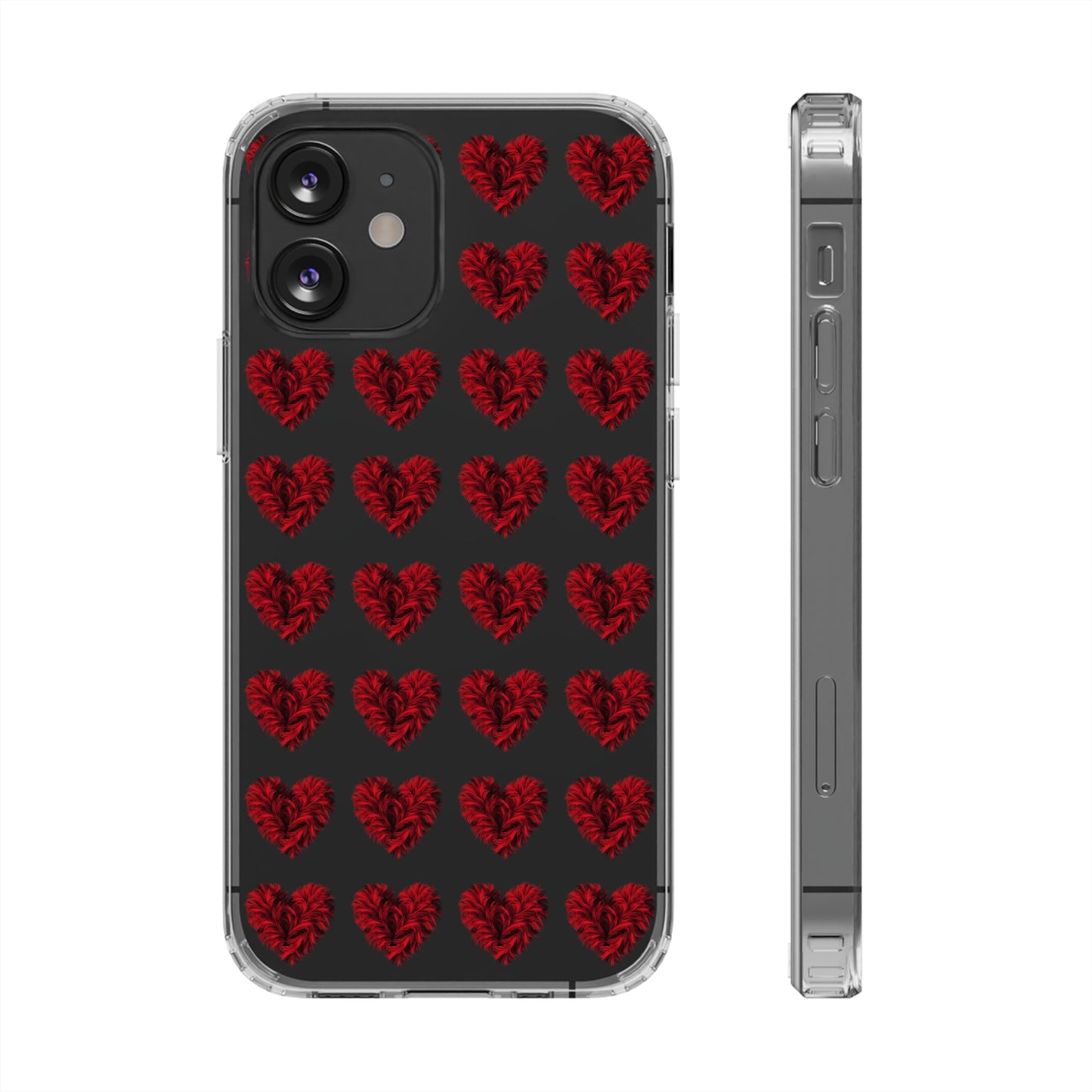 Valentine's Day, red heart shape design Clear Cases