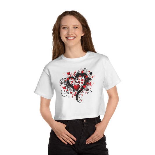 Valentine's and musical combination Champion Women's Heritage Cropped white T-Shirt for valentine's day.