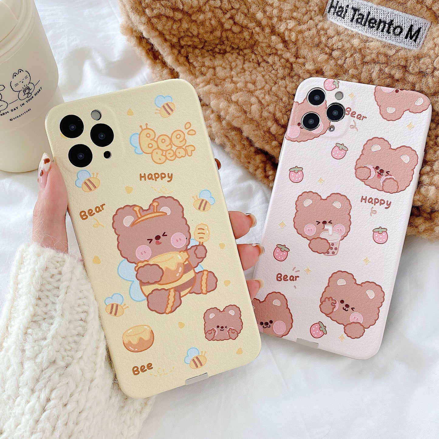 Cute Strawberry Honey Bear Xsmax Mobile Phone Case