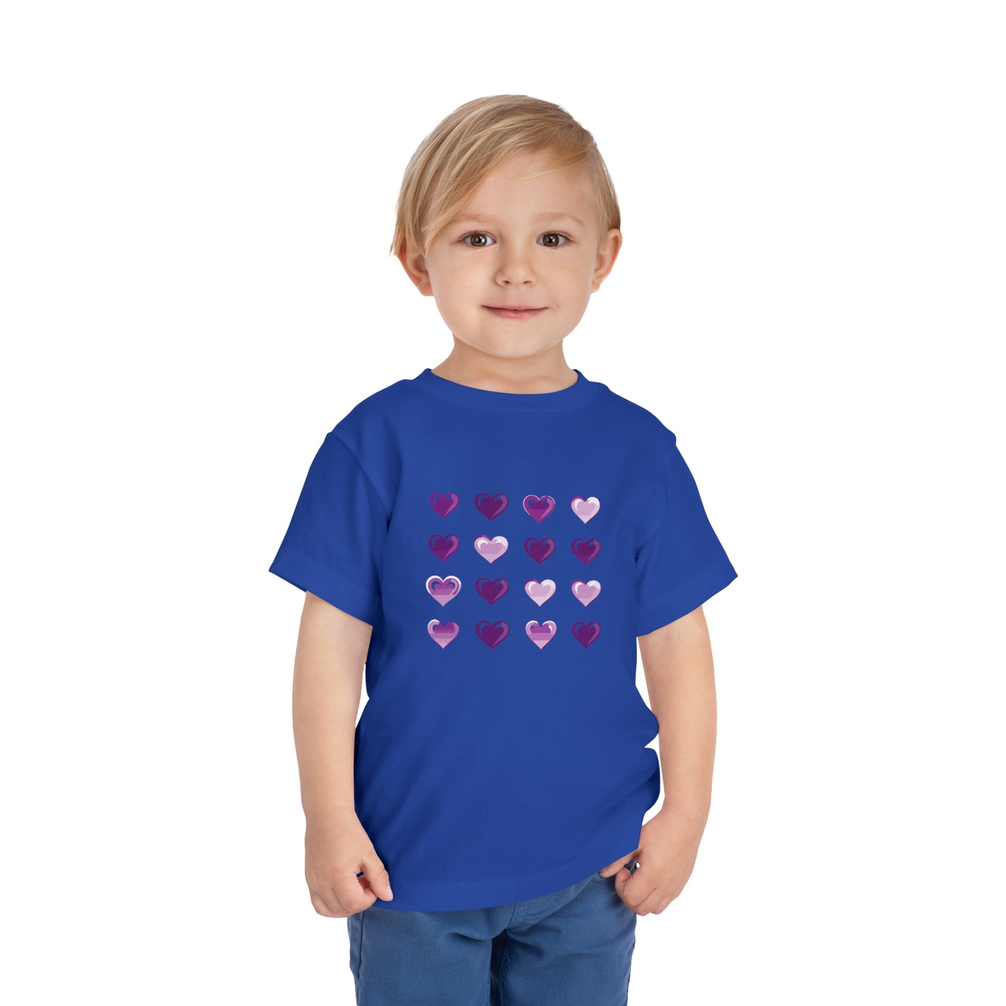 Valentine's purple and white hearts shape design Toddler Short Sleeve Tee