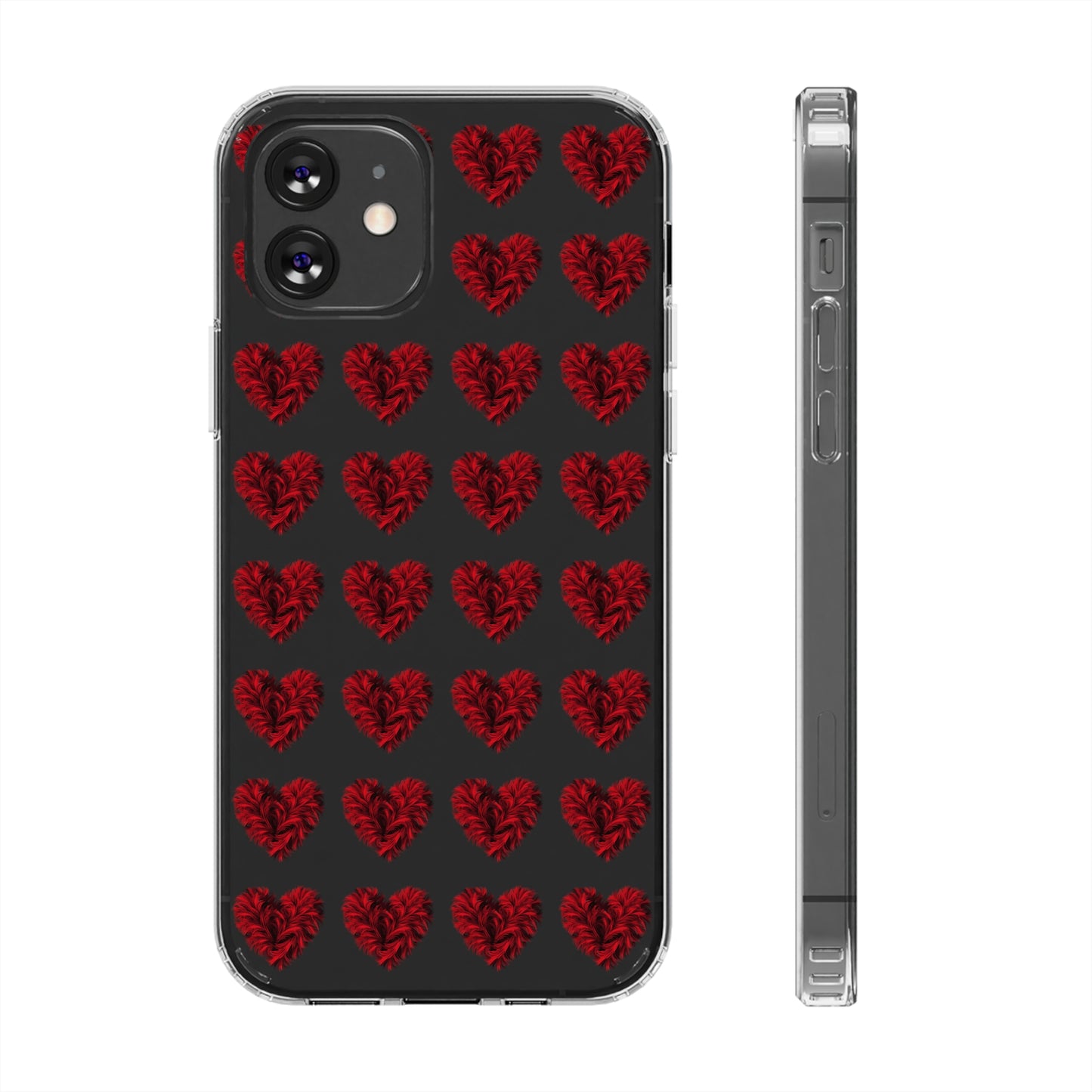 Valentine's Day, red heart shape design Clear Cases