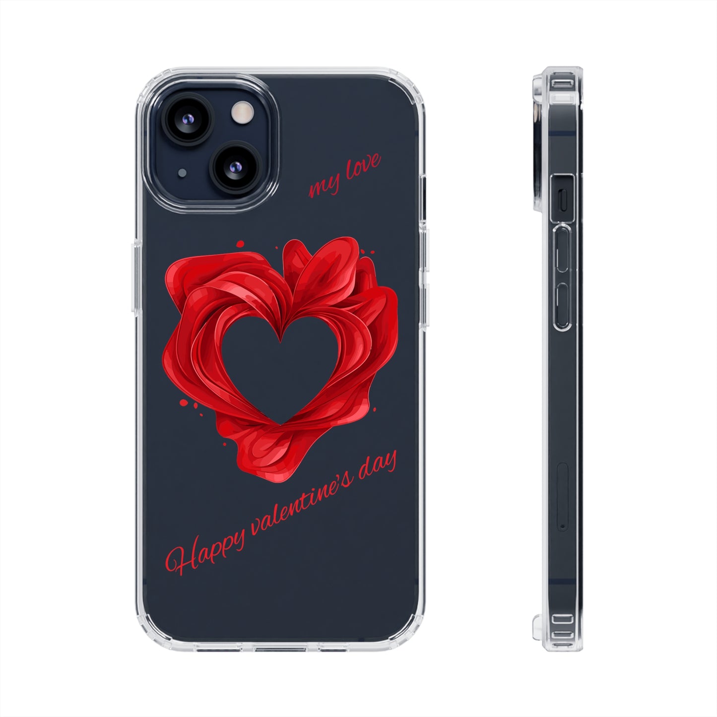 Valentine's Day, red heart shape design Clear Cases