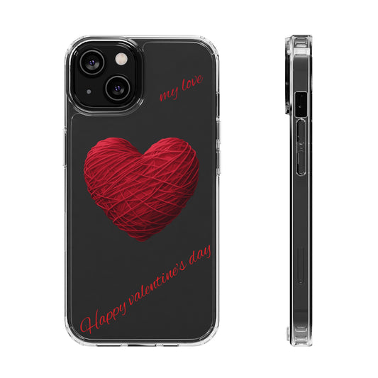 Valentine's Day, red heart shape design Clear Cases