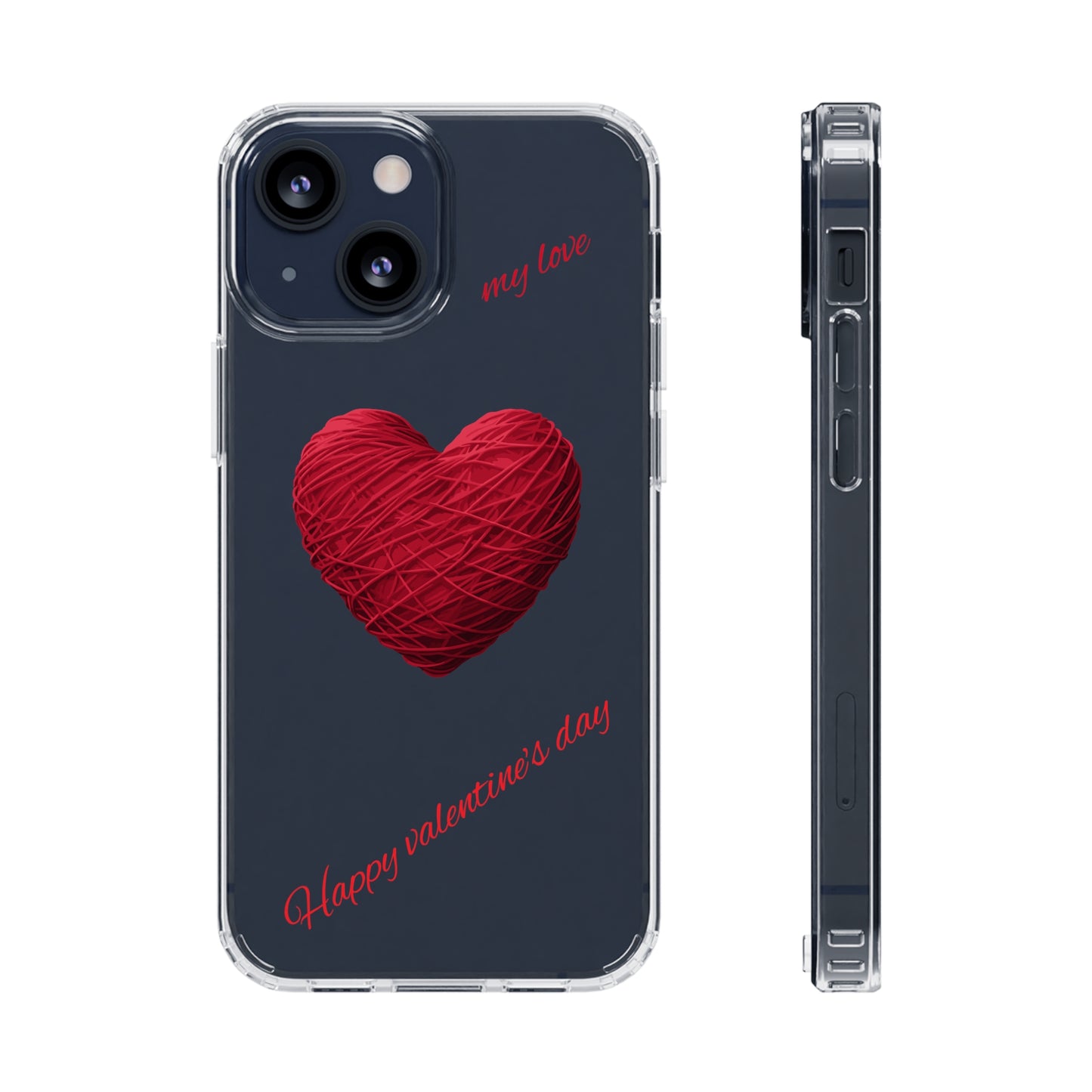 Valentine's Day, red heart shape design Clear Cases