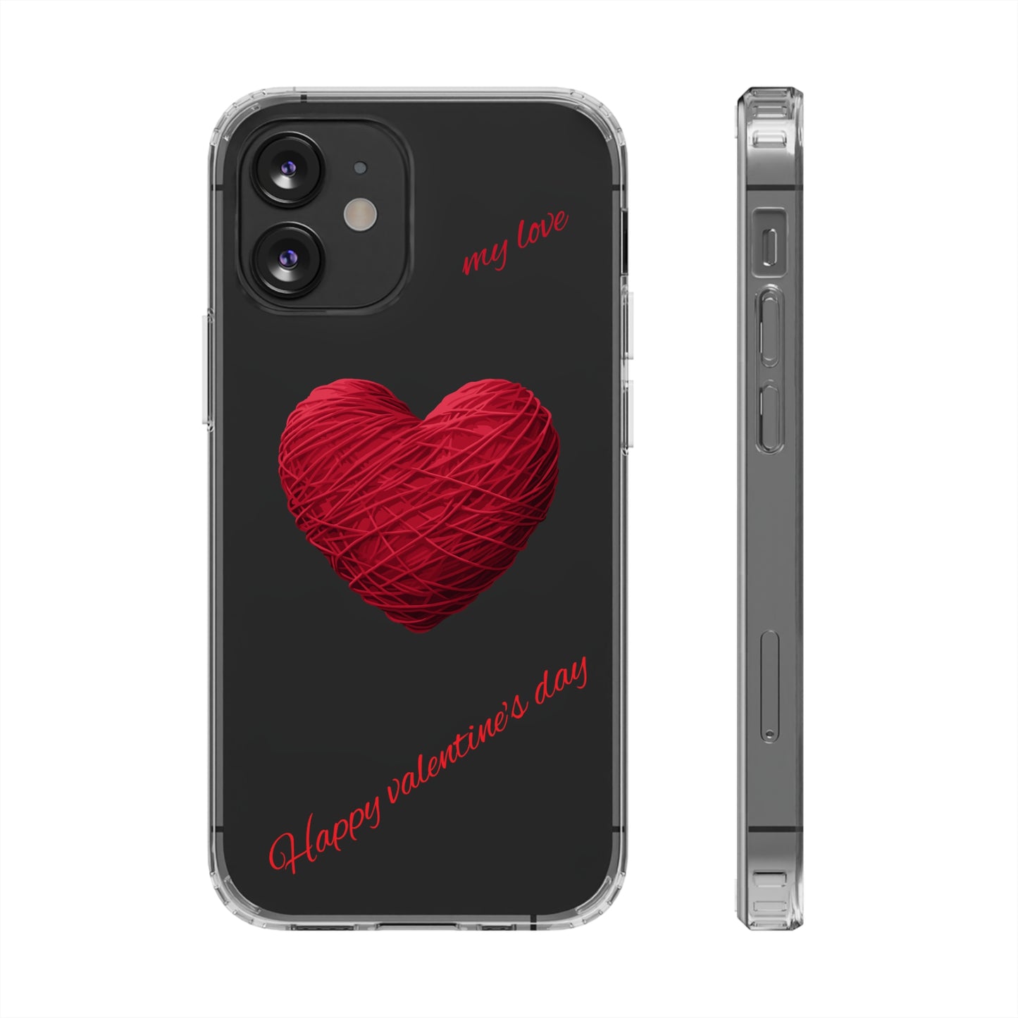 Valentine's Day, red heart shape design Clear Cases